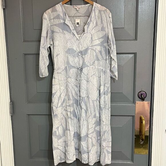 Gap Deadstock 2014 3/4 Sleeve Drawstring Waist Viscose Blend Light Blue Floral D - Picture 1 of 5